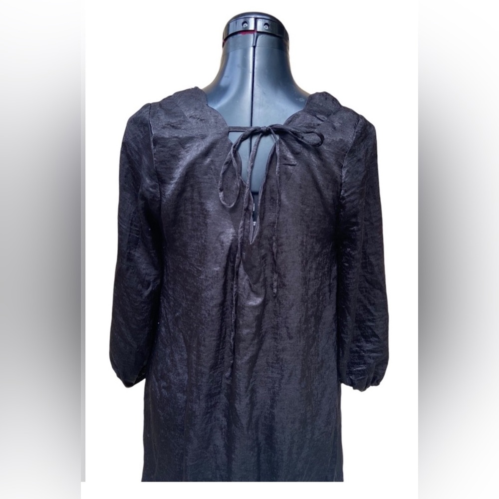 Entro Black Scallops Neck Line Long Sleeve Mini Dress New Size Small - Picture 2 of 6